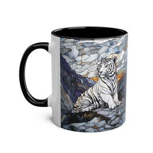 Taza Tigre Blanco de 325 ml, Taza de café con diseño de majestuoso felino, Taza de cerámica con diseño de vida silvestre, Taza con diseño de tigre de Bengala, Regalo para amantes de los animales, Taza única con diseño de naturaleza imagen 5