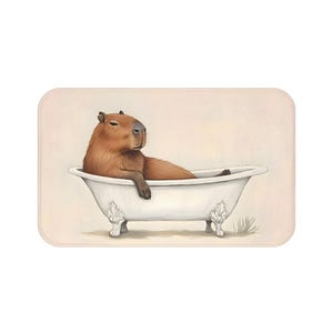 Capybara Bath Mat, Funny Capybara in Bathtub, Cute Bath Mat, Whimsical Bathroom Rug, Capybara Gift, Animal Lover Bathroom Decor, Unique Gift image 8