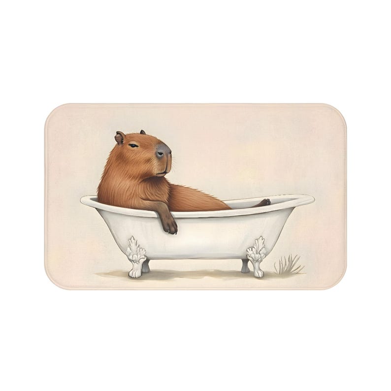 Capybara Bath Mat, Funny Capybara in Bathtub, Cute Bath Mat, Whimsical Bathroom Rug, Capybara Gift, Animal Lover Bathroom Decor, Unique Gift image 8