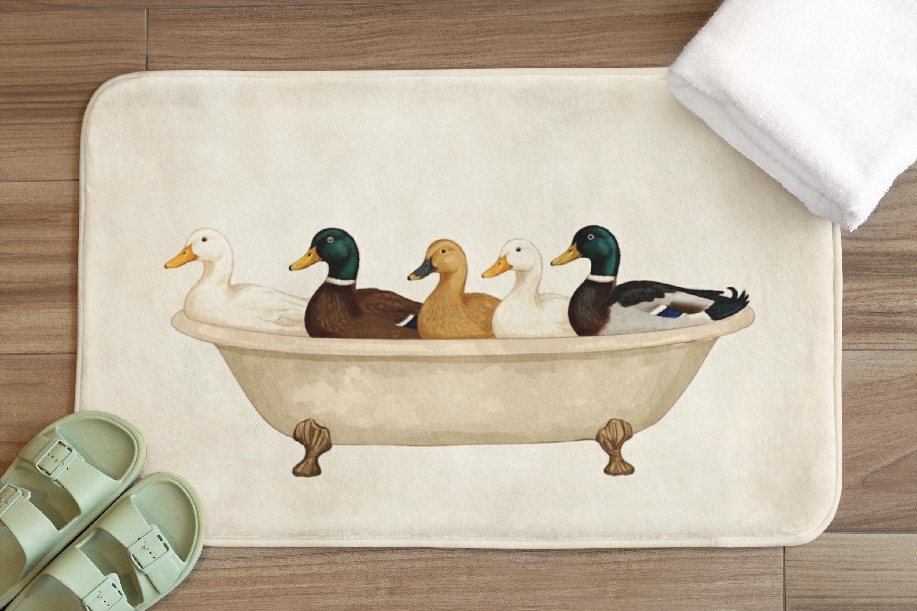 Duck Bath Mat, Mallard Duck Bathroom Rug, Funny Farmhouse Decor, Animal ...