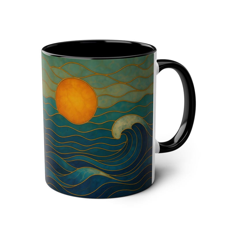 Stained Glass Ocean Wave Mug, Beach Sunset Coffee Mug, Coastal Mug, Surfer Gift, Ocean Lover Gift, Sea Mug, Nautical Mug, Beach House Gift image 7
