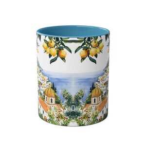 Mok Positano Italië, koffiekopje Amalfikust 11oz, mediterrane reiscadeau, mok citroenkunst, kustlandschap koffiemok natuur Italiaans cadeau afbeelding 6