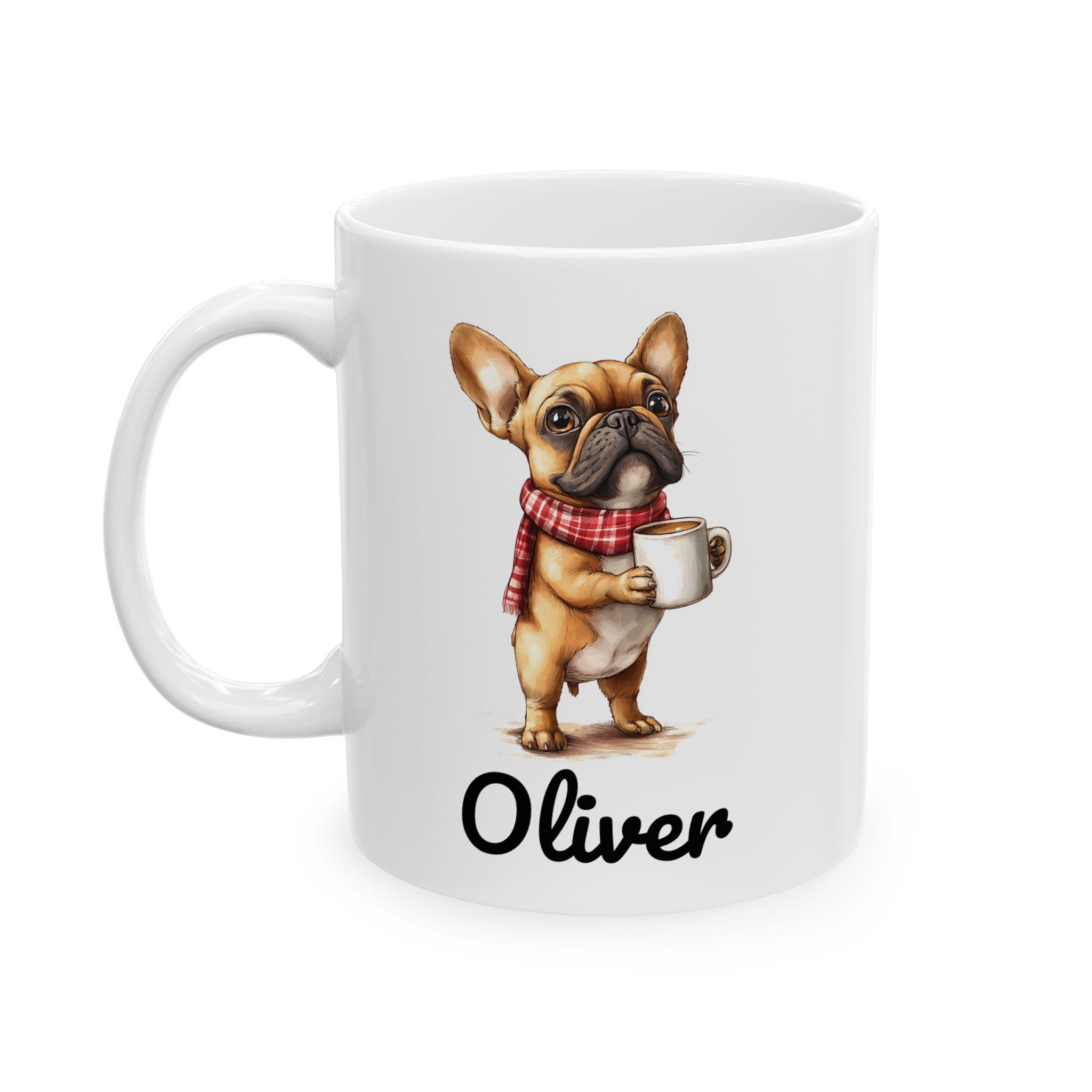 Personalized French Bulldog Mug, Ceramic Dog Coffee Mug 11oz 15oz