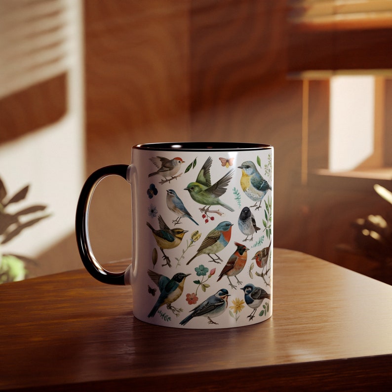 Ceramic Bird Mug, Bird Coffee Cup, Hummingbird Songbirds Artistic Mug, Mug with Birds, Bird Cup, Bird Lover Gift, Birdwatcher Mug image 7