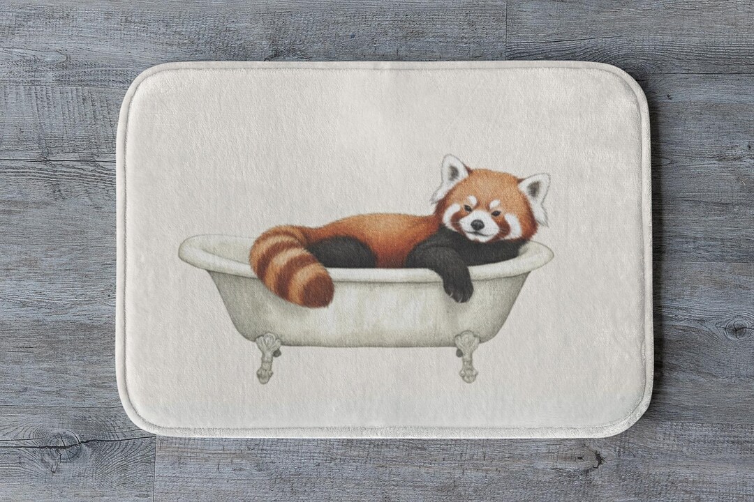 Red Panda Bath Mat, Red Panda in Bathtub, Funny Bathroom Decor, Cute ...