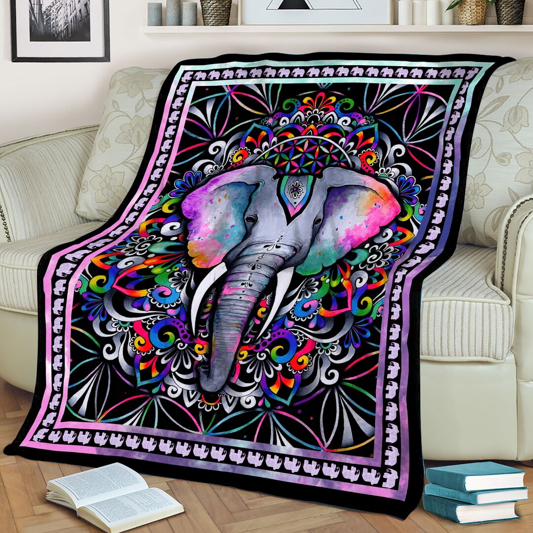 Elephant Quilt Elephant Blanket Christmas Gift Elephant Etsy