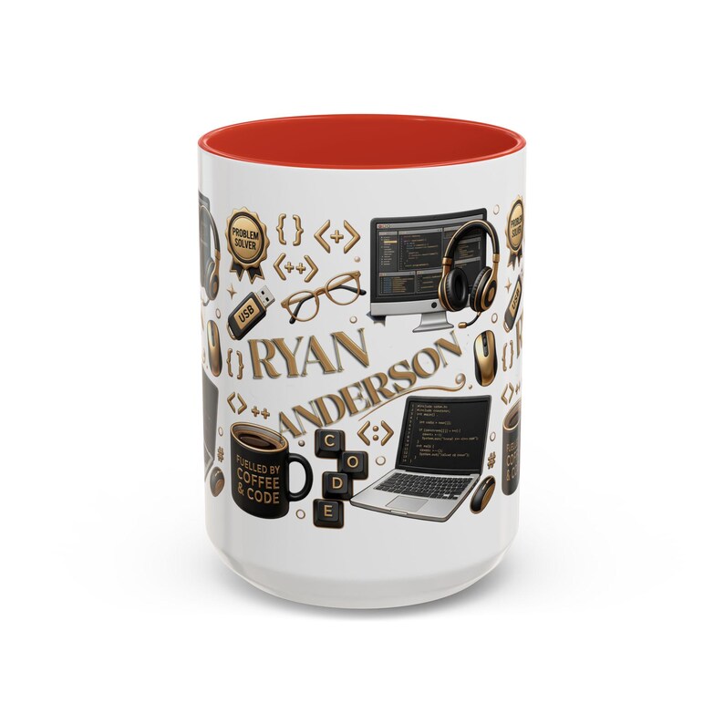 Personalized Programmer Mug, Custom Coding Coffee Cup, Software Developer Gift, Computer Science Mug, Programmer Gift, Coder Cup 15 Oz - Red Mug