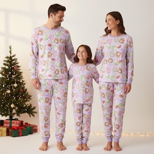 Squishmallow Family Pajamas, Cute Xmas Long Pajamas, Cartoon Long Tee & Pants PJs, Family Matching Pajamas Set, Family Sleepwear Xmas G