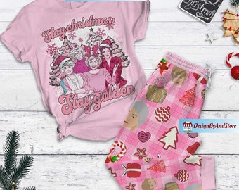 Golden Girls Pajamas Set, Golden Girls Shirt, Stay Golden Pajamas Pants, Stay Golden Holiday Pajamas, Golden Girls Xmas Pajamas