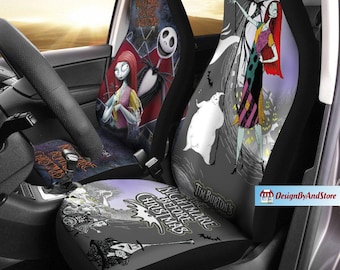 Jack Sally Seat Covers, Jack And Sally Seat Covers, Jack Skellington Car Decor, Jack Sally Car Covers, Skellington Halloween Car Seat Covers