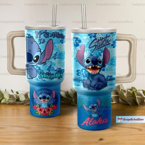 Stitch Tumbler 40oz, Funny Stitch Tumbler, Stitch Disney Steel Tumbler, Stitch Cartoon Stainless Tumbler, Stitch Tumbler With Straw
