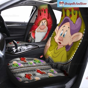 Grumpy Disney Seat Covers, Disney Grumpy Car Seat Covers, Disney Dopey Car Seat, Grumpy Car Decor, Snow White Auto Seat Covers
