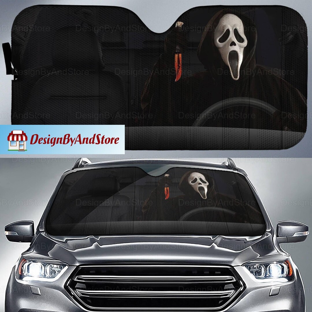 Ghostface Car Sunshade, Ghostface Auto Sunshade, Scream Movie Sunshade