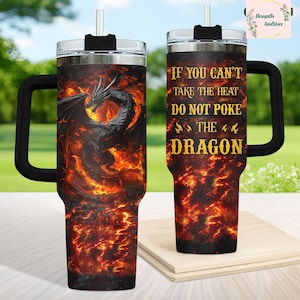Vaso de dragón de fuego de 40 oz, regalo para amantes de los dragones, vaso térmico, regalo para fanáticos de la fantasía, mercancía de fantasía de acero inoxidable