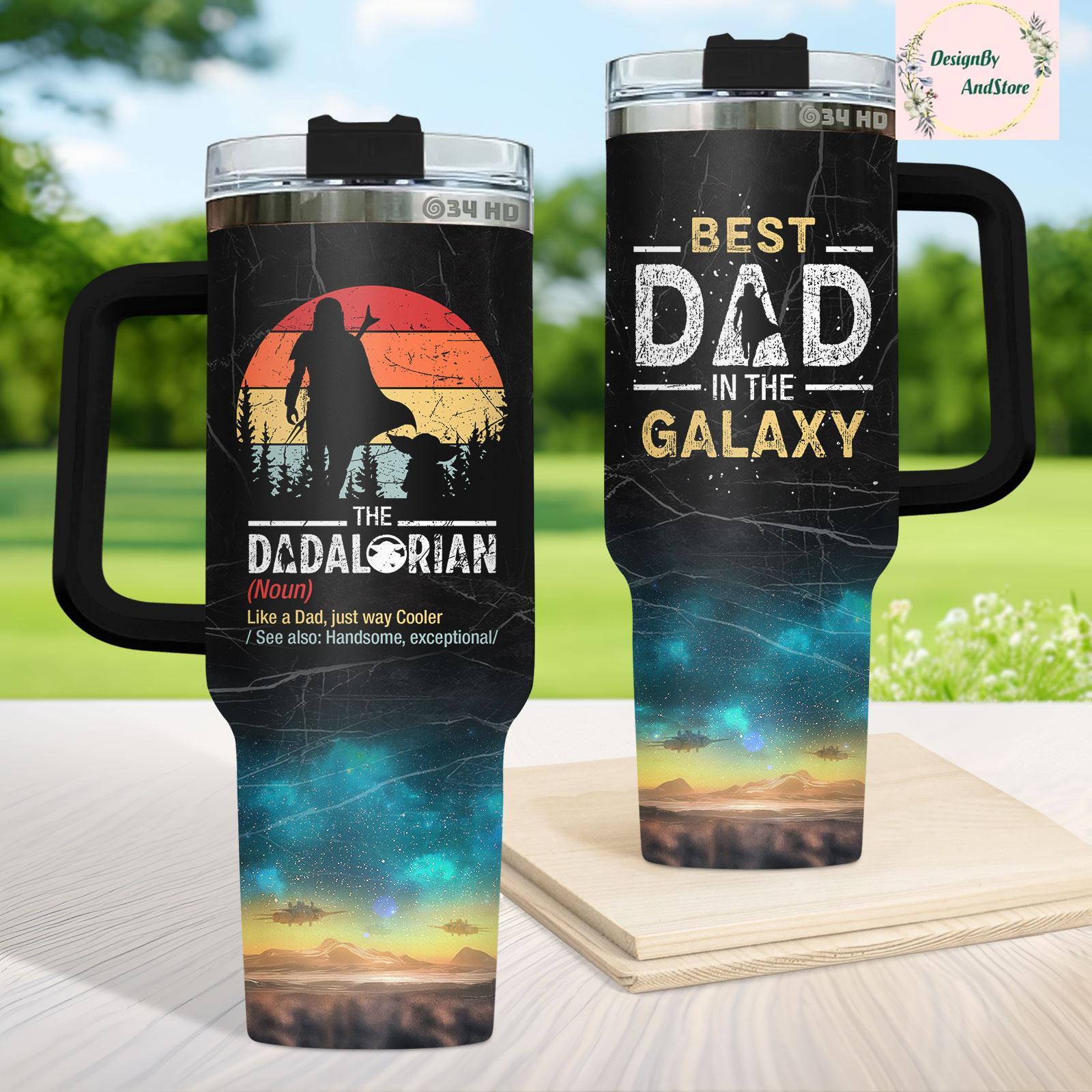 Discover Dadalorian 40oz Tumbler with Handle, Stainless Steel Star Wars Dad Gift
