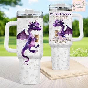 Vaso de café con diseño de dragón de 40 oz: regalo para amantes de los dragones, vaso de acero inoxidable, regalo para amantes del café, mercancía de dragón, taza de café de fantasía