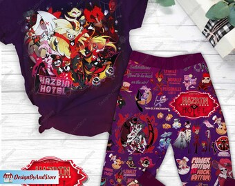 Hazbin Hotel Pajamas Set, Hazbin Hotel Shirt, Alastor Hazbin Women Pajamas, Hazbin Hotel Holiday Pajamas, Alastor Pajamas Pants