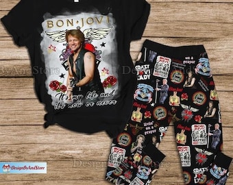 Bon Jovi Pajamas Set, Bon Jovi Shirt, Bon Jovi Women Pajamas, Bon Jovi Holiday Pajamas, Bon Jovi Bridesmaid Pajamas, Set Of Pajamas