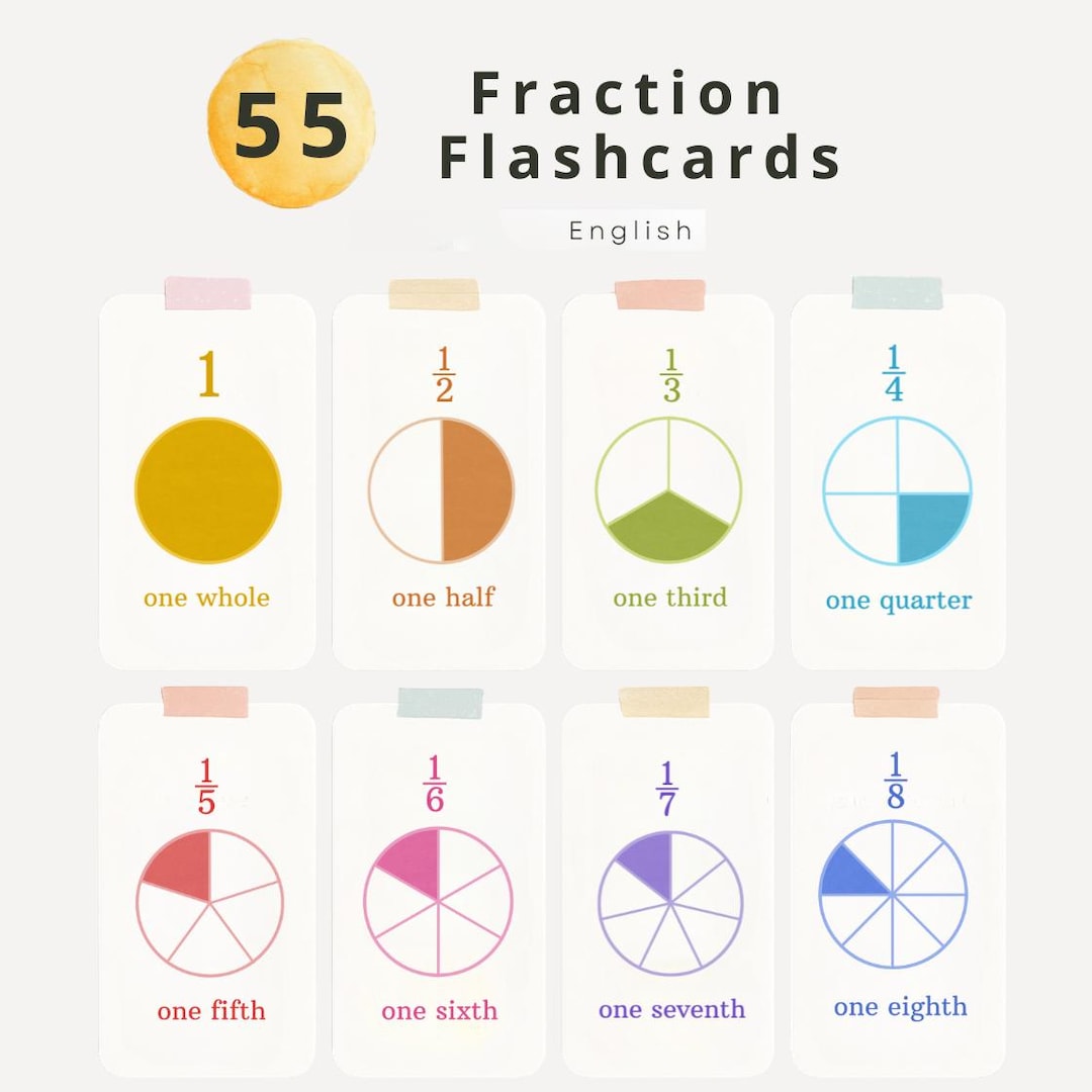 Fraction Flashcards for Kids | Math Learning Printable | Montessori ...