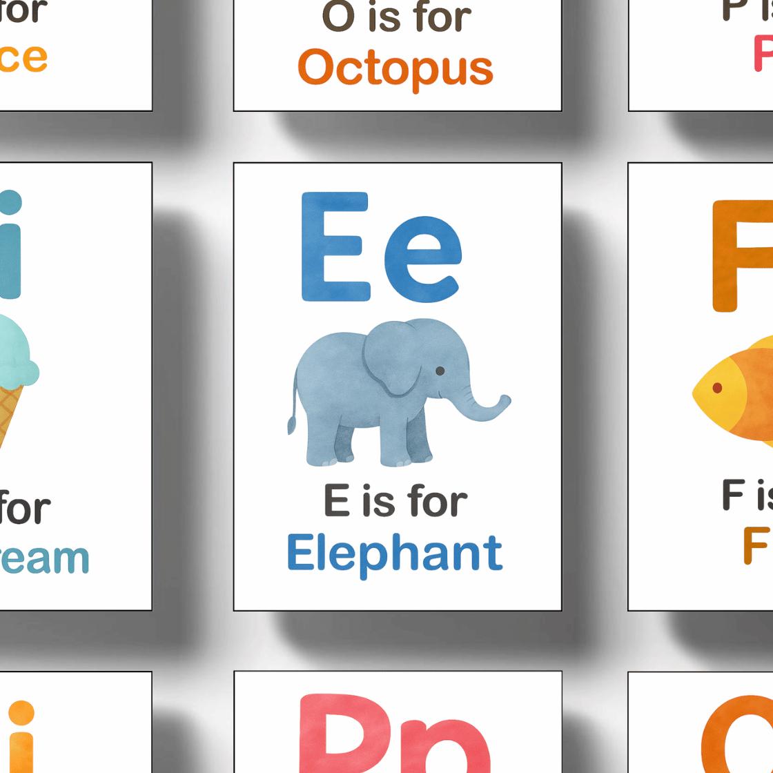 ABC Alphabet Flashcards in English | Watercolor Alphabet Cards for Kids ...