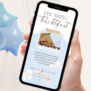 Digitale Einladung Richtfest | Ecard Richtfest zum personalisieren | Einladungskarte Hausbau zum versenden per Whatsapp | Ecard Einzugsfeier