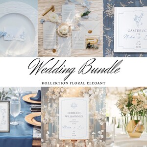 florale Hochzeitseinladungsvorlage Bundle, elegante druckbare Einladung bearbeitbar anpassbar, Kalligraphie handgeschriebene Schriftart
