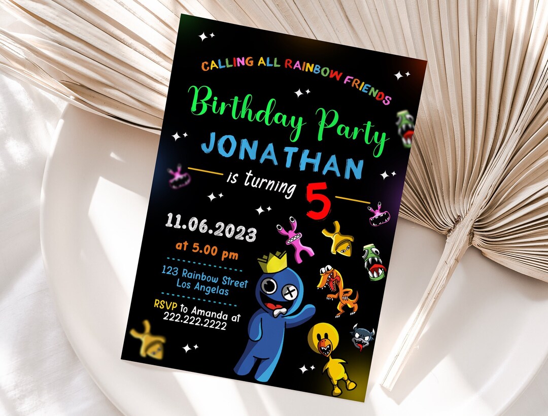 Editable Rainbow Friends Birthday Invitation Template - Etsy Australia