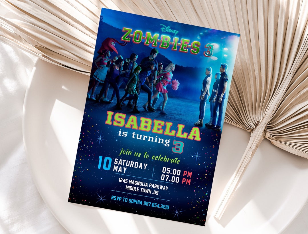 Editable Zombies 3 Birthday Invitation Template Printable - Etsy