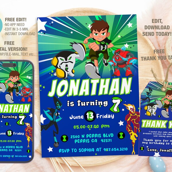 Ben10 Invitation - Etsy