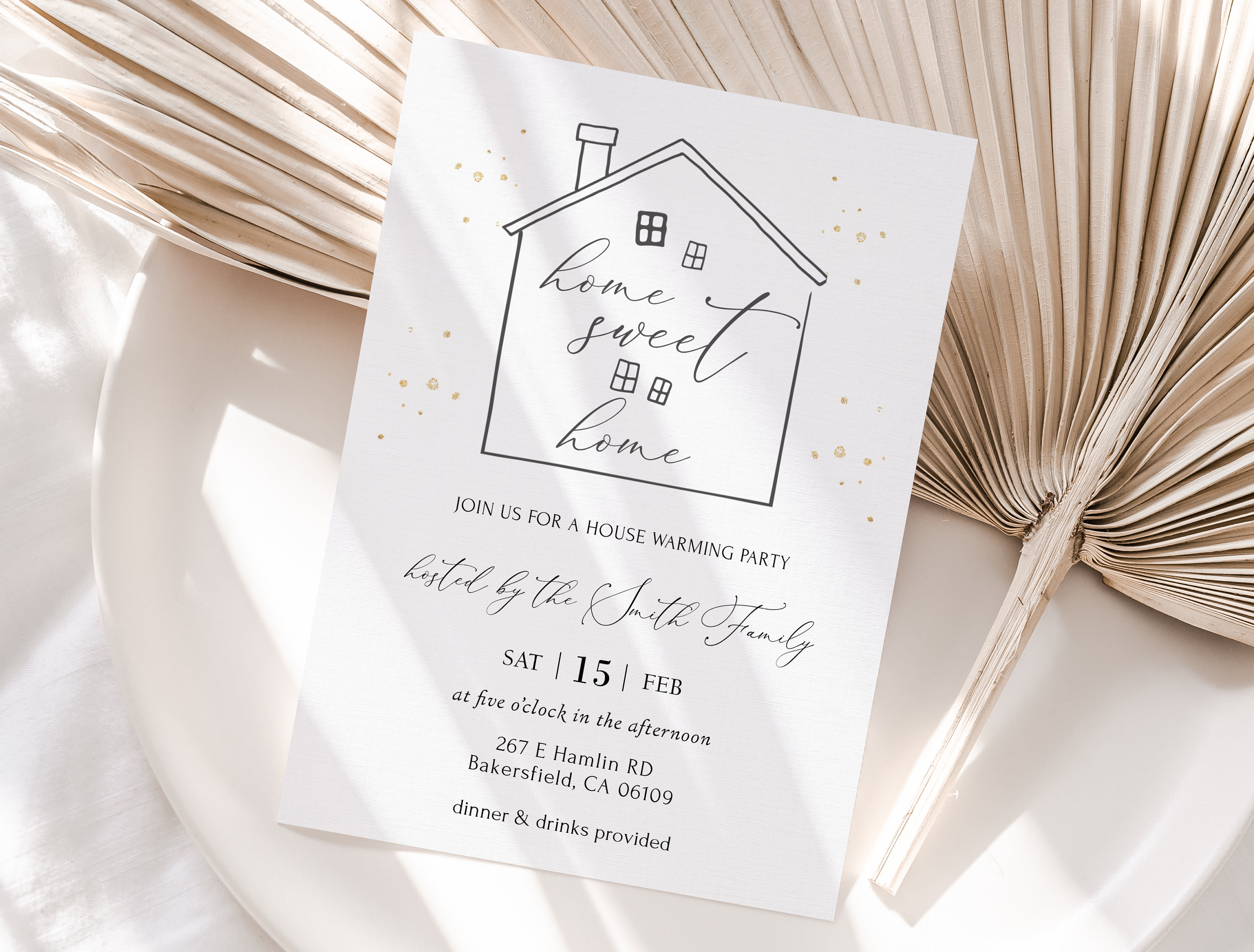 Editable House Warming Invitation, House Warming Party, Modern, Minimalist,  Printable or Text Invite -  Canada