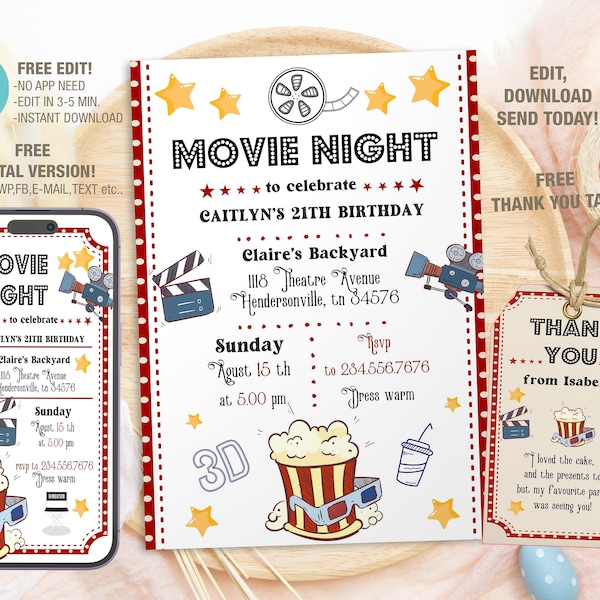 Outdoor Movie Invite - Etsy
