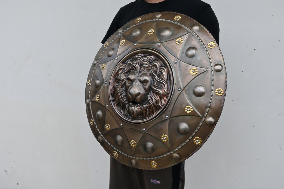Lion Face Steel Shield Armor Medieval Handcraft Shield Historical ...