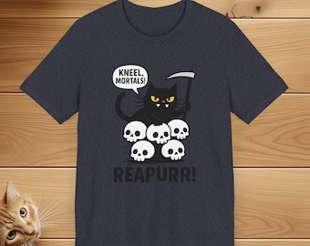 Unisex Cat Tee, Evil Cat T-Shirt, Dark Humor Black Cat Shirt, Goth Vibes Graphic Tee, Kitten Lover Gift, Funny Cat Tee, Skull Art Tee,