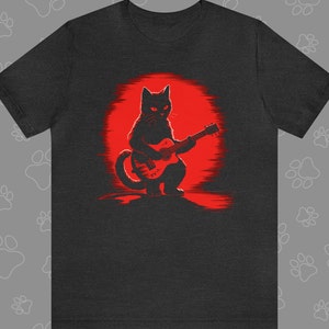 Rockin&#39; Feline Guitarist Cat T-Shirt - Unleash Your Inner Music Meowster with Catsky Designs