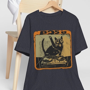 Retro DJ Cat T-Shirt, Vintage Music Lover Tee, Funny Cat DJ Graphic, Perfect Cat Lovers Gift by Catsky Designs