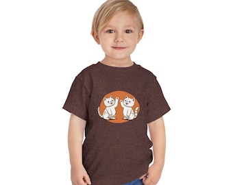 Kitten High-Five Toddler T-Shirt - Cute Cat Toddler Tee by Catsky Designs