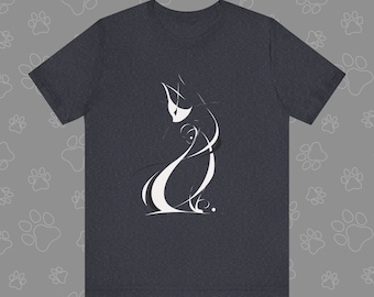 Elegant Minimalist Cat Art T-Shirt, Artistic Cat Shirt, Cat Shirt Gift, Perfect Tee for Cat Lovers by Catsky Designs