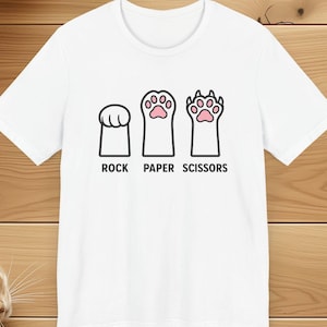 Cat Rock Paper Scissors Tee, Cat Paw Shirt, Cute Funny Cat Tee, Unisex Cat T-Shirt, Cat Lover Gift