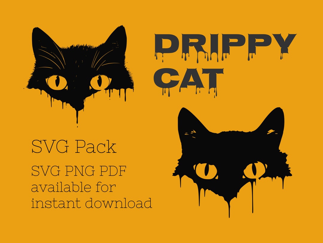 Drippy Cat SVG / Silhouette / Scary Cat / Creepy Cat / Halloween Cat