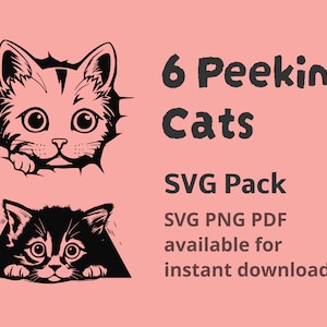 Bundle SVG furtivement chat / fichier de coupe / Cricut / Silhouette / chaton curieux / maman chat SVG / ensemble chat mignon SVG / téléchargement immédiat svg + png