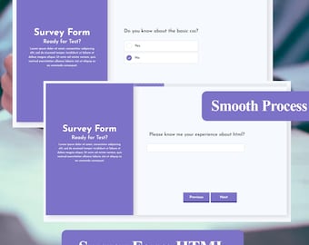 Multi-Step Survey Form Template | HTML Css Js | Responsive Step Form | Non-Functional UI Design for Website & Prototypes