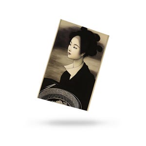 Geisha Ramen - Carte postale monochrome
