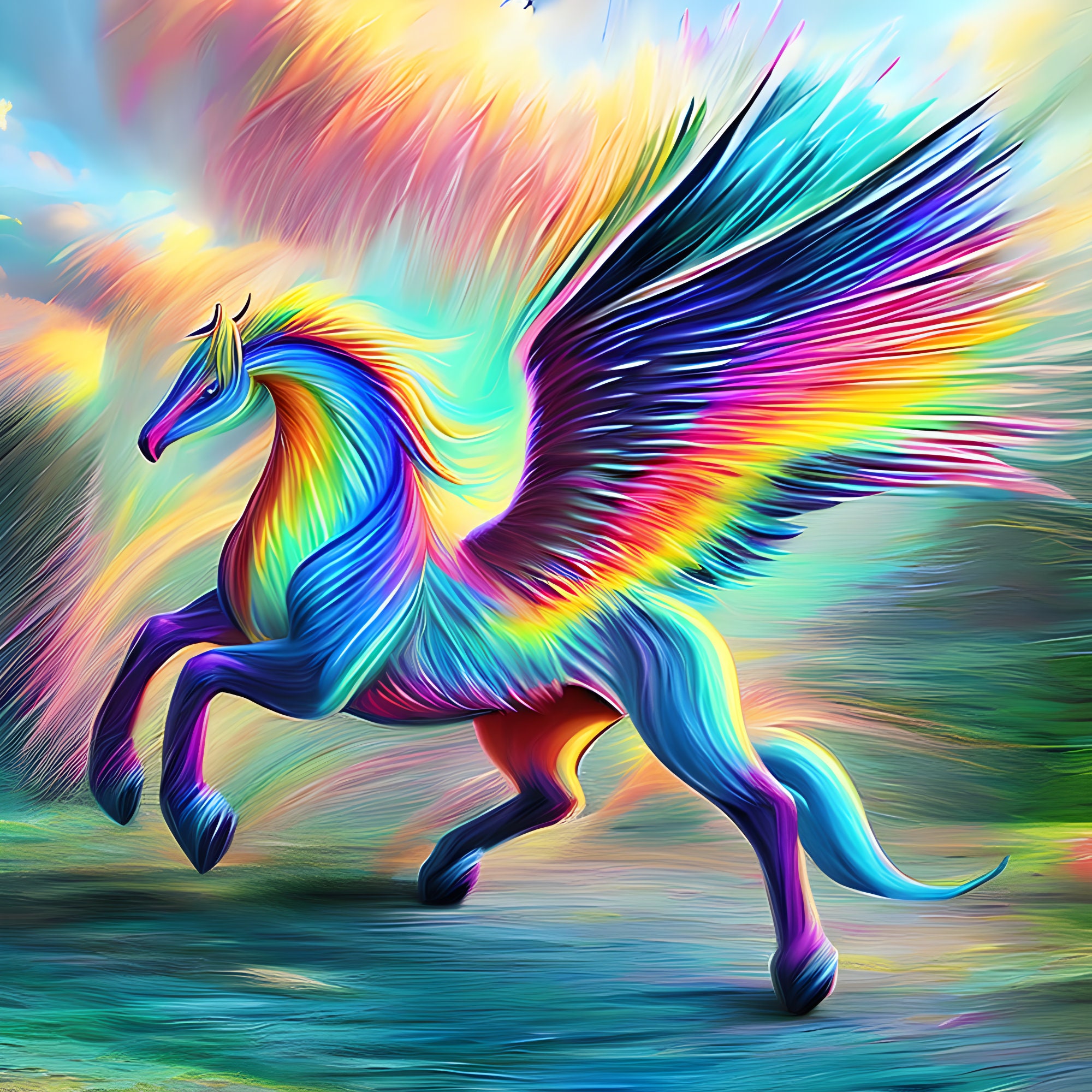 Pegasus Rainbow Dash JPG Digital Download Art Downloadable Prints Pegasus Art Prints Digital Printable Wall Art Etsy