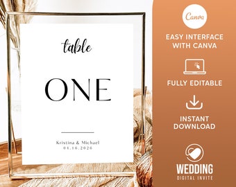 Editable  Wedding Table Number Template, Elegant Table Numbers Printable, INSTANT Download, Printable Wedding Table Number