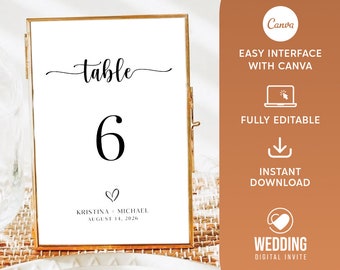 Modern Table Numbers Template, Minimal Table Numbers, Minimal Wedding Table Numbers, Printable Table Numbers, Modern Wedding Template