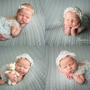 Blue Lace Newborn Romper Set: Ballerina Photography Prop