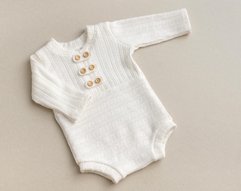 White Romper for Boys, Outfit for a Newborn Photo Session