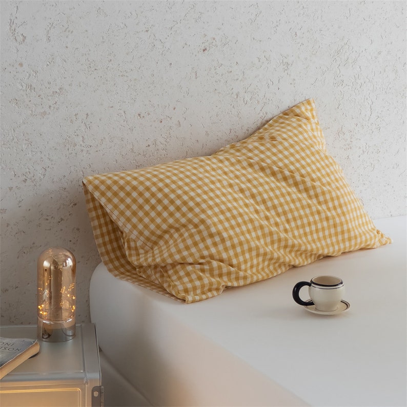 Multicolored Gingham Pillowcases Cotton Pillow Shams Bedding