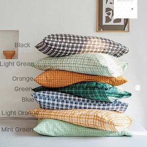 Plaid Pillowcases Gingham Pillowcases Multicolored Pillow Shams Soft Cotton Bedding Accessories Gingham Pillow Covers Plaid Dorm Bedding