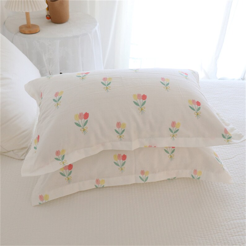 Tulip Comforter Cover Floral Bedding Set 3pcs Duvet Cover Cotton Flower